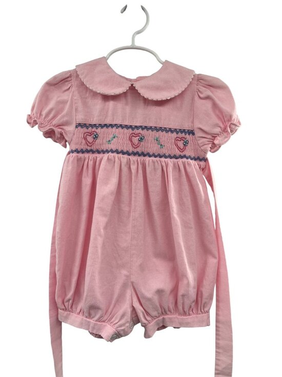 Allison Ann Other - Vintage Allison Ann 24M Pink Smocked Bubble Romper Hearts Flowers Used